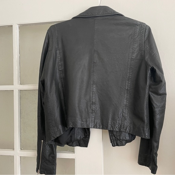 Madewell The Washed Leather Motorcycle Jacket in Black Size Large - Picture 8 of 13